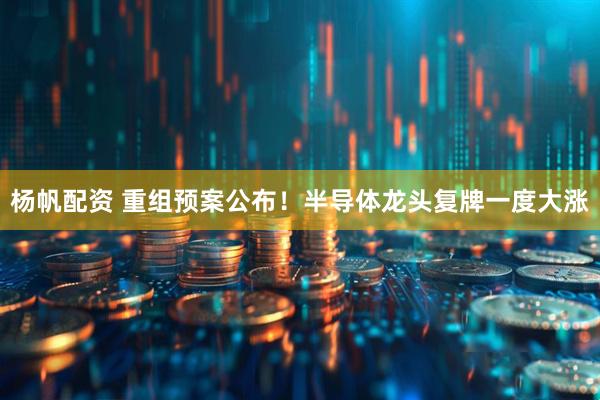 杨帆配资 重组预案公布！半导体龙头复牌一度大涨